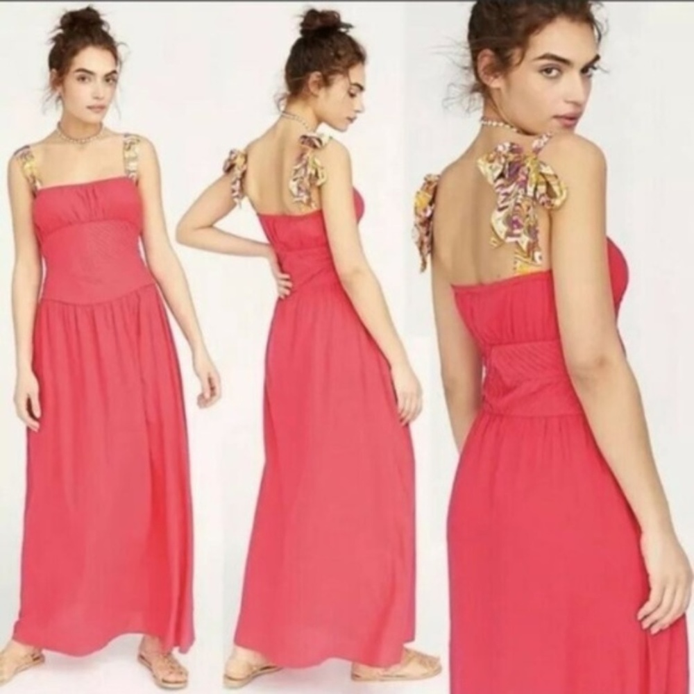 NWT Free People Tropical Bow Sleeve Maxi Dress - Picture 5 of 5
